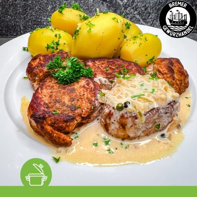 Schweinemadaillons mit grüner Pfefferrahmsauce
